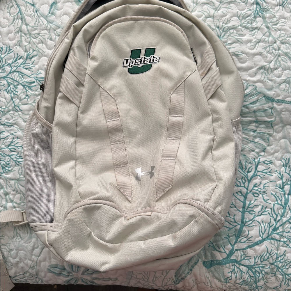 Under Armour Cream Backpack with Green Logo